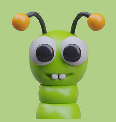 Green Smiling Caterpillar Closeup 3d Insect