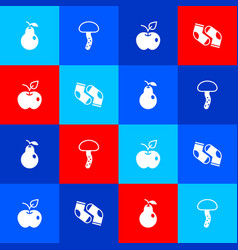 Set Pear Mushroom Apple And Socks Icon