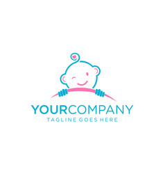 Cute Baby Logo Doing Peekaboo