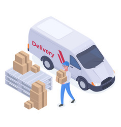 Isometric Delivery Service Worker Couriers