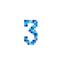 Number 3 Pixels Simple Blue Logo Symbol