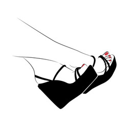 Woman Leg And Feet With High Heels And Red Nail