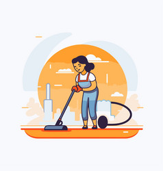 Cleaning Service Woman With Vacuum Cleaner