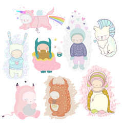 Cute Cartoon Characters Set