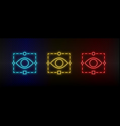 Neon Icons Retina Tech Eye Set Of Red Blue Yellow