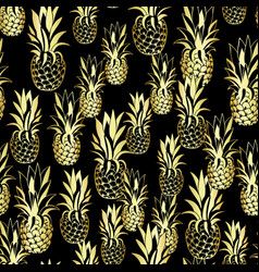 Seamless Pattern With Gold Pineapple Tropical