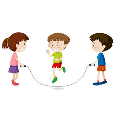 Three Kids Jumping Rope