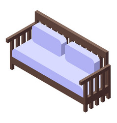 Garden Wood Sofa Icon Isometric Furniture