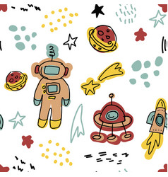 Space Background For Kids Seamless Pattern