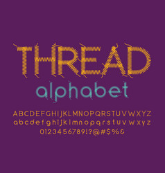 Zigzag font stitched with thread embroidery font Vector Image