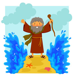 Cartoon Moses Parting The Red Sea