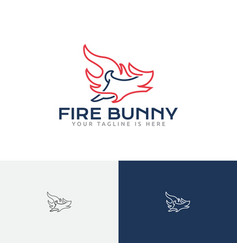 Flame Fire Bunny Rabbit Animal Run Line Logo