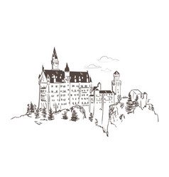 Line Art Isolated Neuschwanstein Castle Sketch