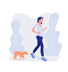 Woman And Dog Run Healthy Lifestyle Working Out