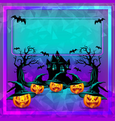 Halloween Night Background With Pumpkins