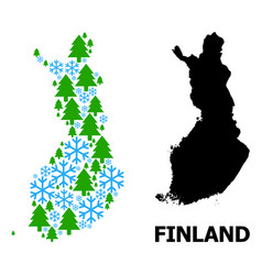 Winter Mosaic Map Finland With Snow Flakes