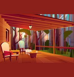 Comfortable Country House Veranda Cartoon