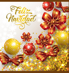 Feliz Navidad Lettering With Confetti And Baubles