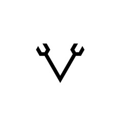 Letter V Wrench Simple Logo Symbol