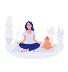 Woman And Dog Yoga Healthy Lifestyle Working Out