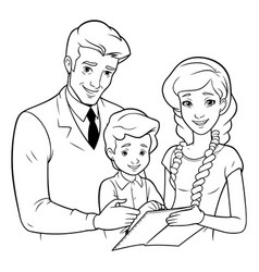 Father And Mother With Son Coloring Book