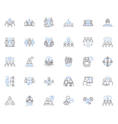 Group Cooperation Line Icons Collection