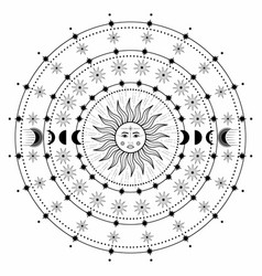 Hand Drawn Circle Of Sun Moon Star