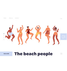 Beach People Concept Of Landing Page With Happy