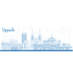 Outline Uppsala Sweden City Skyline With Blue