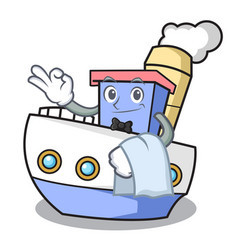 Waiter Ship Mascot Cartoon Style