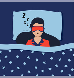 Woman Sleep With Mask On Face And Zzz Sound