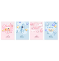 3d Baby Shower Boy And Girl Greeting Cards Design