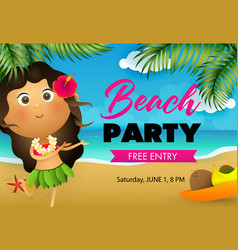 Beach Party Flyer Design Hawaiian Girl Dancing