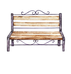 Watercolor Garden Wooden Bench