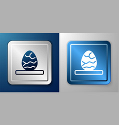 White Chinese Tea Egg Icon Isolated On Blue