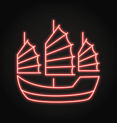 Asian Junk Boat Neon Icon