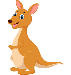 Cartoon Cute Kangaroo Isolated On White Background