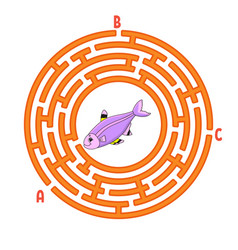 Circle Maze Game For Kids Fish Puzzle