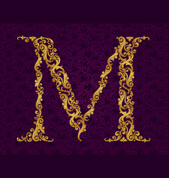 Gold Font Type Letter M Uppercase