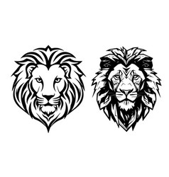 Lion Black Head On A White Background