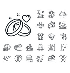 Marriage Rings Line Icon Romantic Engagement