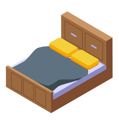 Wood Bed Icon Isometric Furniture