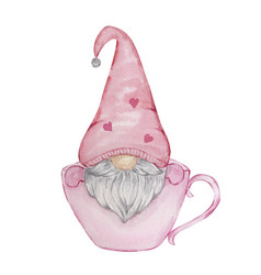 Cute Pink Valentine Gnome In A Cup