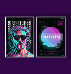 Music Festival Poster Design Retro Synthwave