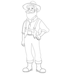 Old Farmer Man With Beard And Mustache Cartoon