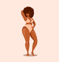 Plus Size Fat Girl In Swimwear On Pink Gradient