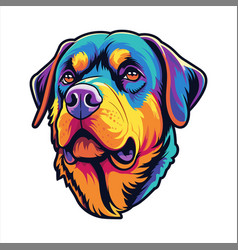 Rottweiler Dog Breed Colorful Cartoon Kawaii