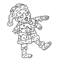 Zombie In Santa Outfit Isolated Coloring Page