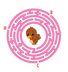 Circle Maze Game For Kids Turkey Bird Puzzle