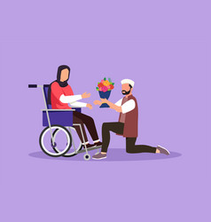 Graphic Flat Design Drawing Arab Male Disabled